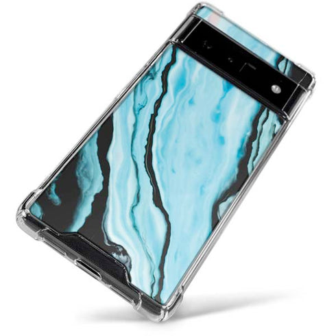 Aqua Blue Marble Ink Google Pixel 6 Clear Case